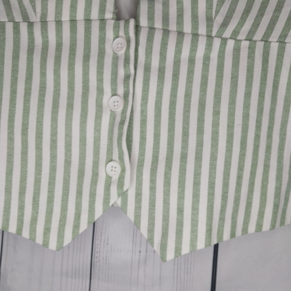 Cider Green And White Striped Women's Cropped Vest NWT - Picture 4 of 8